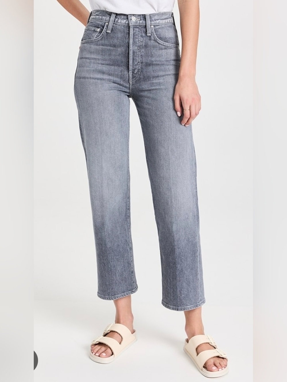 MOTHER Jeans  The Ramble Anckler Jeans Cropped Straight  in Washed Gray Size 28